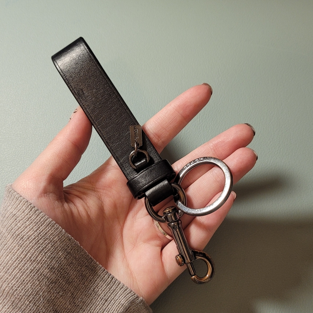 Coach Black Leather Key Fob